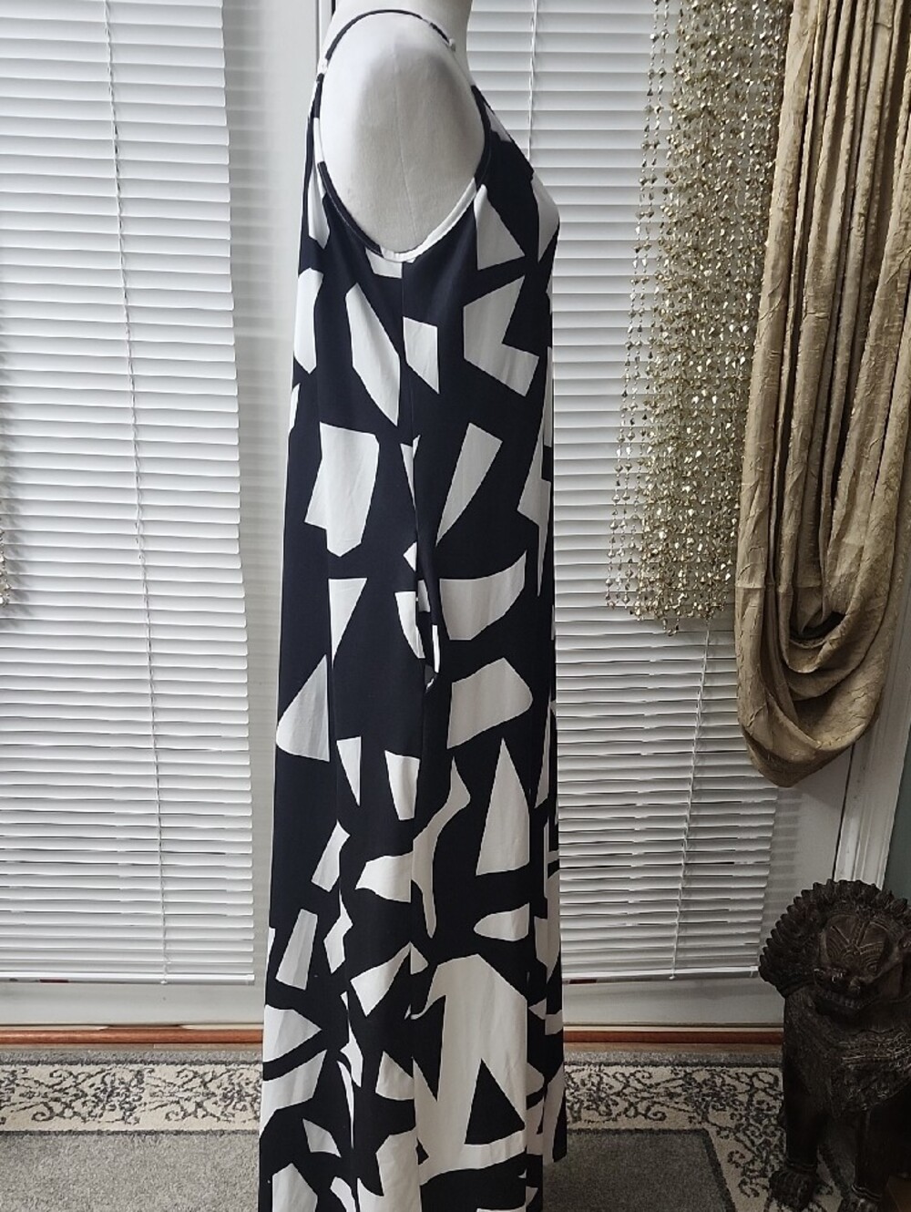Black & White Abstract Maxi Slip Dress - Picture 3 of 5